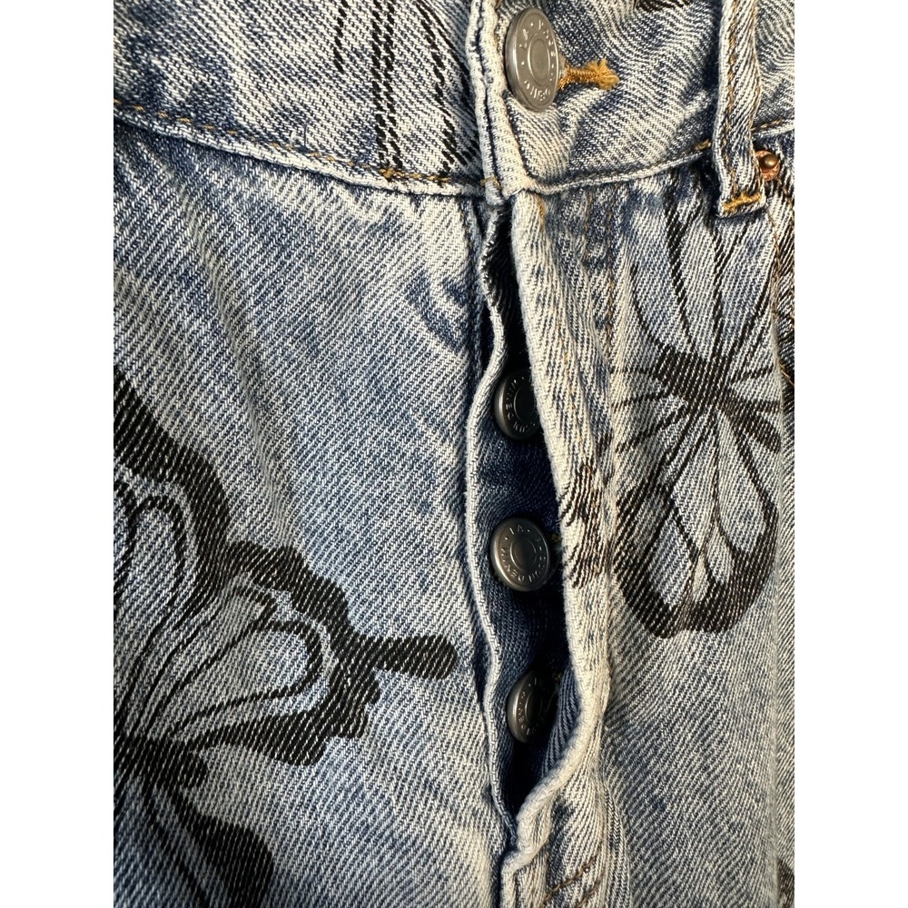 PacSun Butterfly Printed High Rise Straight Jeans Blue Denim Women's Size 26 - Picture 5 of 11